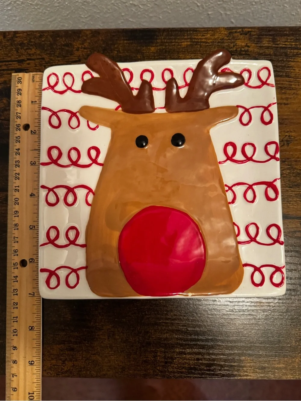 Mud Pie Reindeer Ceramic Christmas Cheese Plate New In Box